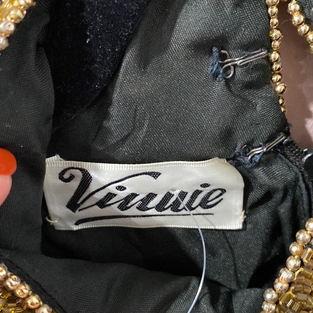 Vintage 70s 80s Beaded Sequin Gold Disco Maxi Cocktail Dress Pageant Gown - Picture 5 of 16